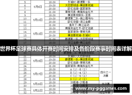 世界杯足球赛具体开赛时间安排及各阶段赛事时间表详解